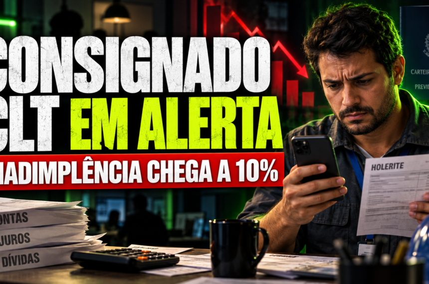 Trabalhador preocupado analisando parcelas do empréstimo consignado CLT e o orçamento mensal.